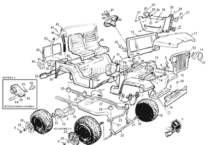 Page A Diagram and Parts List for 73248-86275  Power Wheels Ride-On Cars